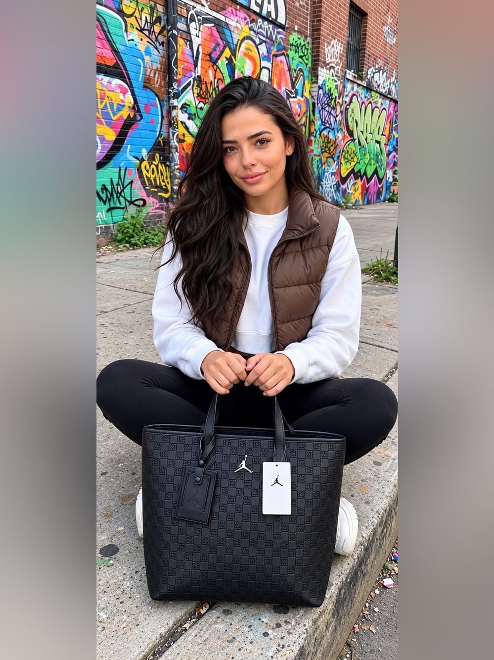 Jordan Monogram Tote Bag Medium - Black - Fits 13" Laptop - NWT